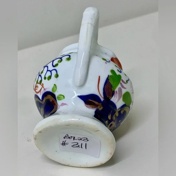 19th Century Antique Gaudy Welsh Forget Me Not Pattern Miniature Jug Pitcher